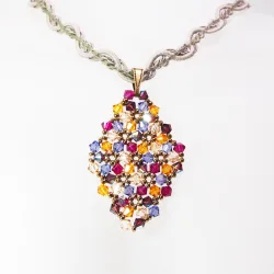 Pendant 45cm - Malvina Rhombus M-Khaki Braid - Pendant 45cm - Laiton bronze